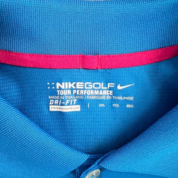 Nike Golf Tour Performance Dri-Fit Pixel Fade Polo Blue 2XL Pocket Swoosh - Picture 4 of 10